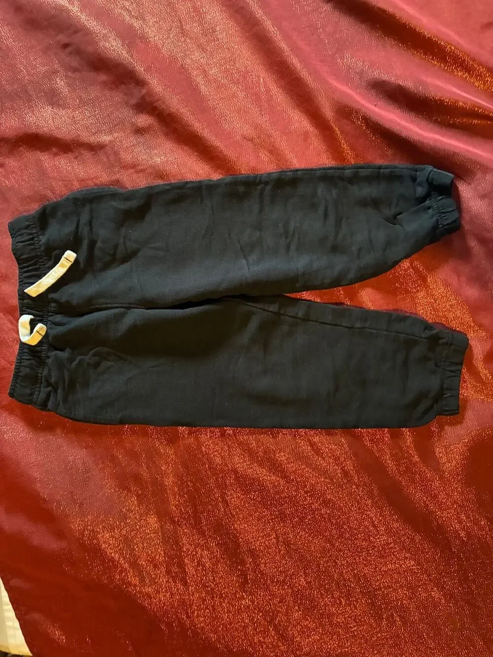 365 Kids Pants Kids 5 Black Jogger Sweatpants Elastic Waist Cuffed Pull On